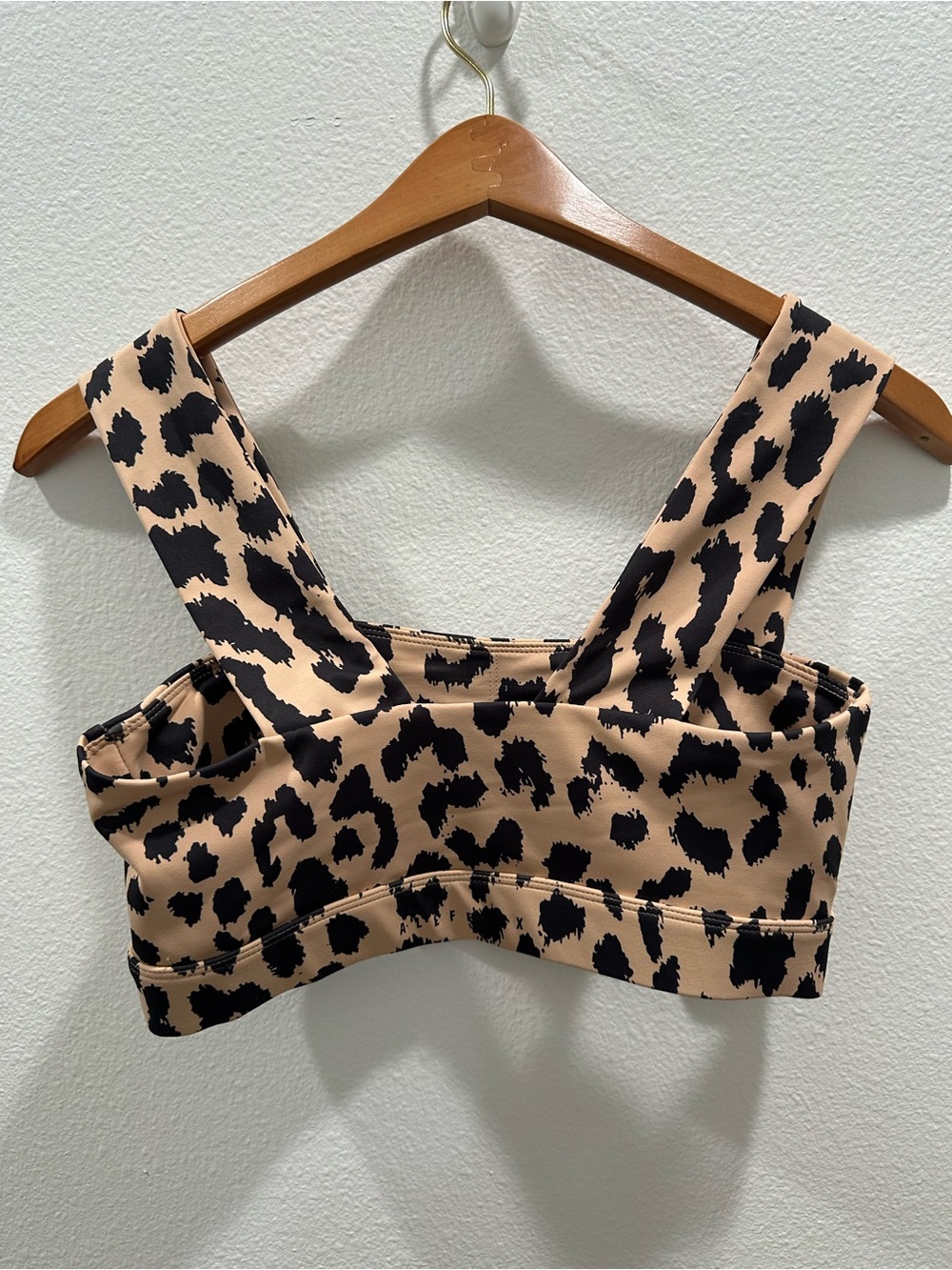 Leopard Print Square Neck sports bra Top in Beige and Black small - Picture 2 of 3
